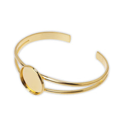 5 Adjustable Gold Bracelet With 20MM Round Setting,Cuff,Adjustable, fit 20mm Round Cabochons