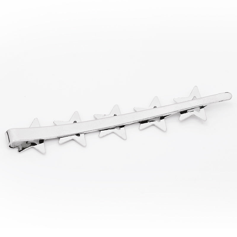 66 * 8mm Geometry sharp word folder hairpin base,five-pointed star,Imitation Rhodium Bobby Pin Base,Metal,20pcs/lot
