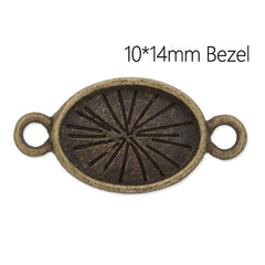 10x14mm Oval Bracelet Connector Bezel,Easy use,Zinc Alloy filled,Antique Bronze plated,20pcs/lot