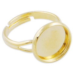 12MM Round Adjustable Shallow bottom Gold  plated Ring Base Setting Pendants With 12 MM round Pad,Sold 50PCS Per Package