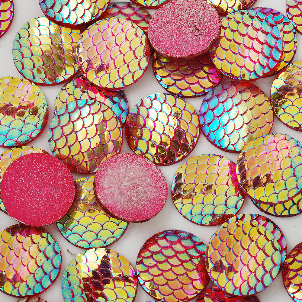 20mm Round Cameo Cabochon,Jewelry Resin Cabochon,Mix Color Cabochon,Fish scale cabochon ,Thickness 3mm,50pcs/lot