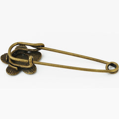 10 Antique Bronze Vintage Flower Brooch Safety Pins brooch pin for Garment Accessories 20x50mm