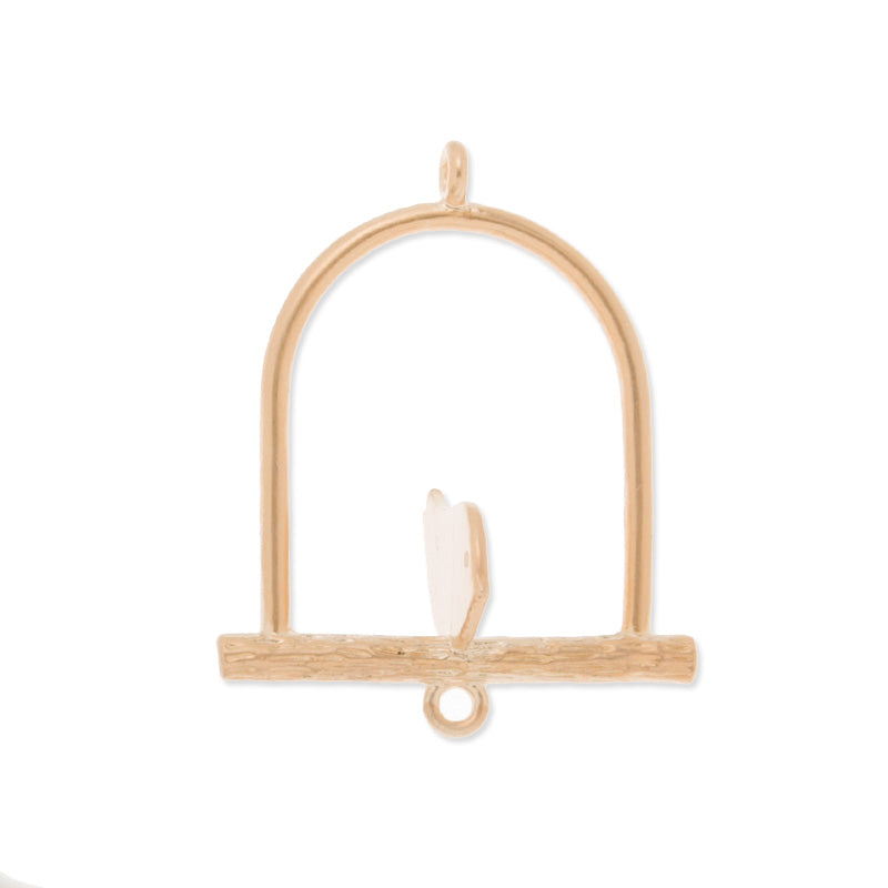 24x30mm Bird and cage,Matte Golden,2 loops,connector for necklace/ear,sold 10pcs/lot