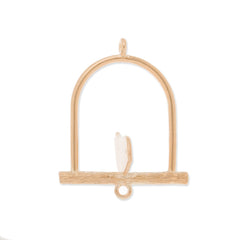 24x30mm Bird and cage,Matte Golden,2 loops,connector for necklace/ear,sold 10pcs/lot
