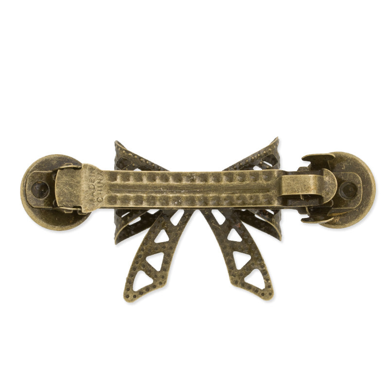 63x29mm Hair Clip Blank Barrette with one bowknot and double 12mm bezels,Antique Bronze,Brass filled,5pcs/lot