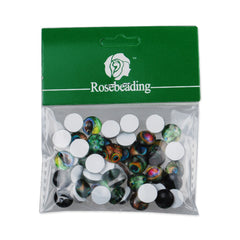 10MM Round Peacock pattern glass cabochons,photo glass cabochons,flat back,thickness 4mm,50 pieces/lot