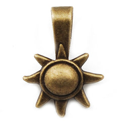 16*12MM High Quality Sun and Moon Shape Antique Bronze Glue On Bails Plates,sold 100 pcs per pkg
